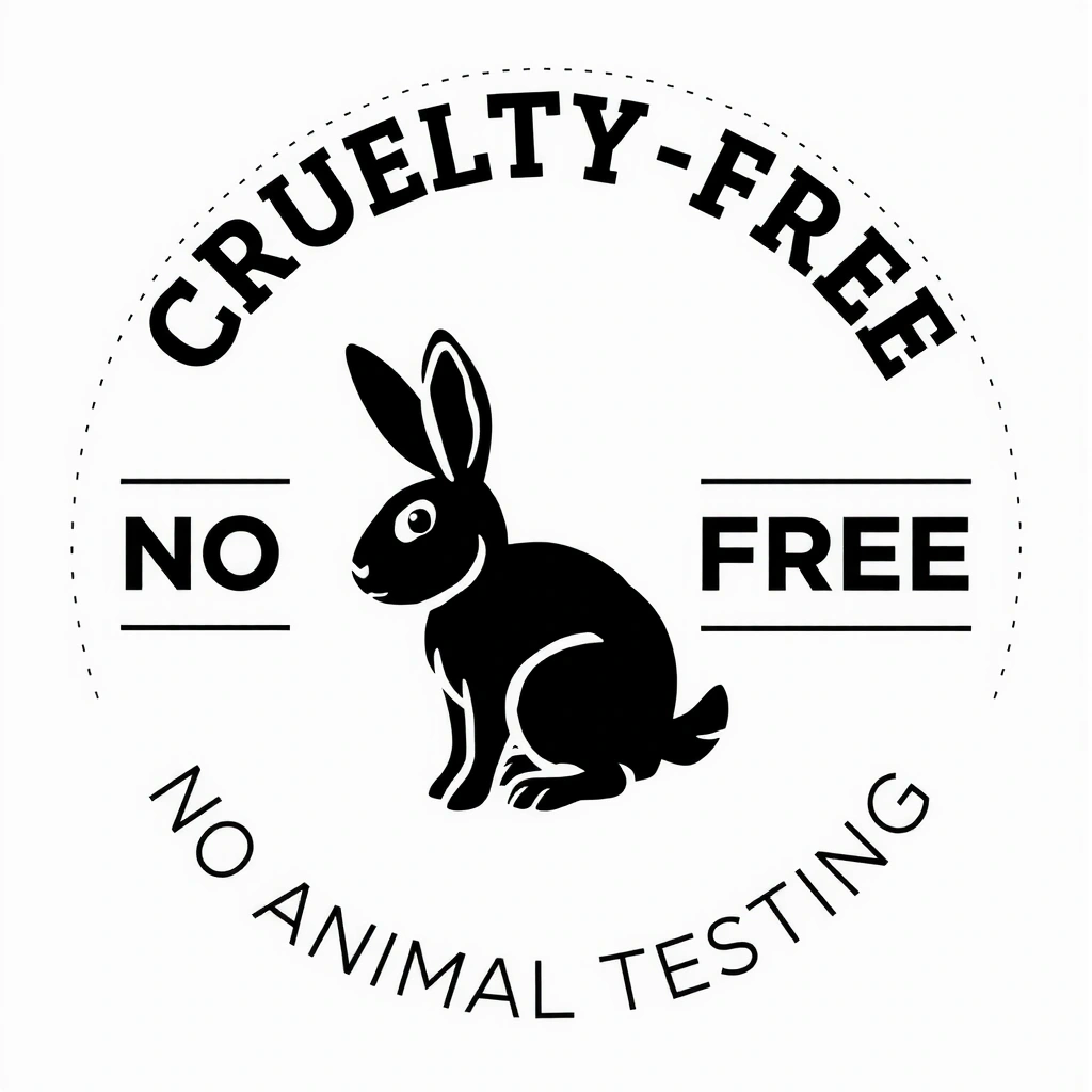Cruelty-free certification logo, with a rabbit icon, indicating no animal testing.