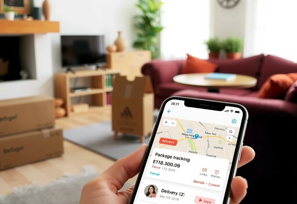 Person checking order status on a mobile phone